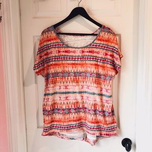 Plus Size Multicolor Tie-Back Top